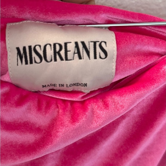 NWT MISCREANTS Elegant Velvet Pink One-Shoulder Dress size 8 - Picture 4 of 4